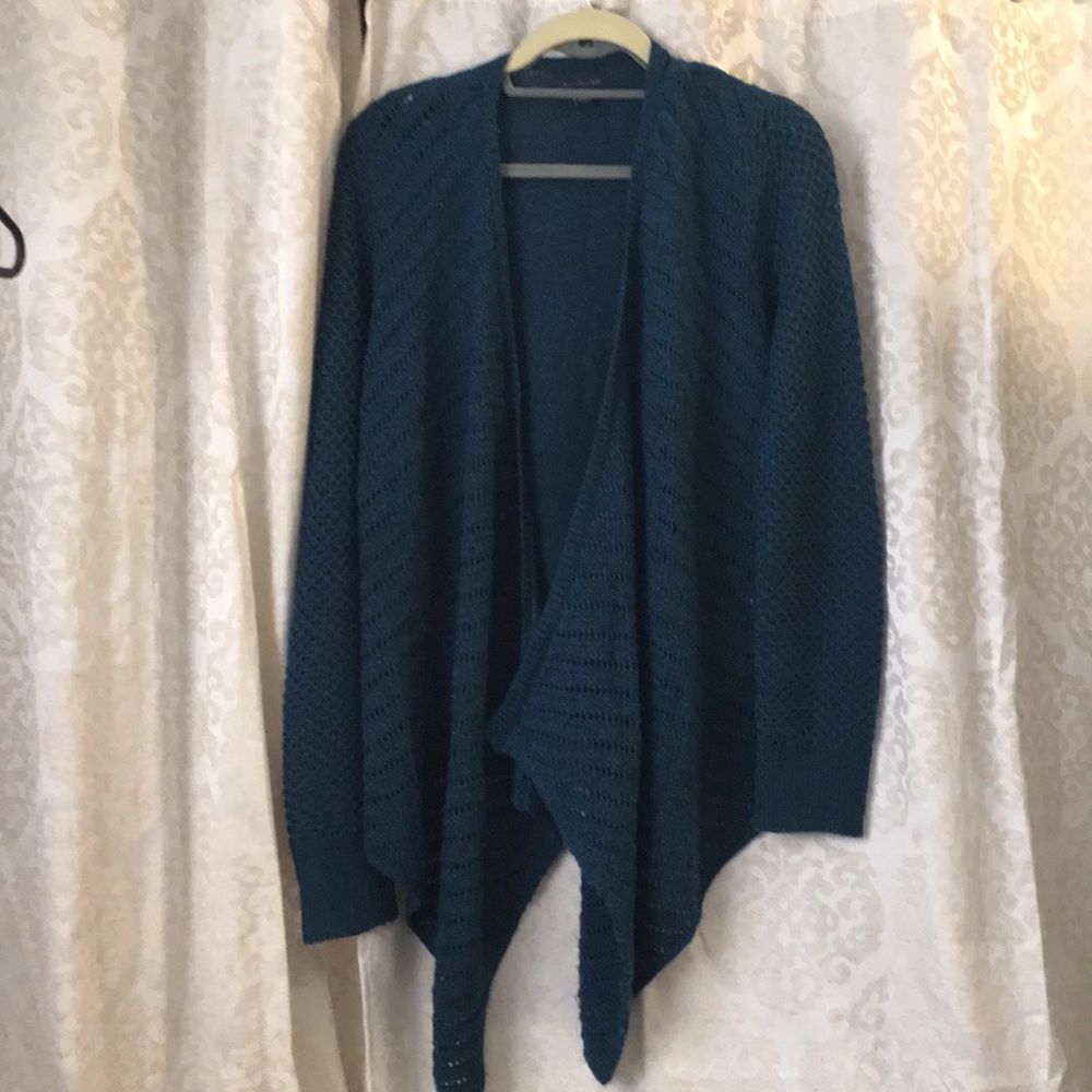 AEO Teal cascading cardigan